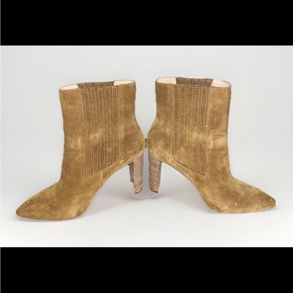 PAIGE London Tan Suede Booties Sz 8.5, 4” heel - Picture 6 of 10